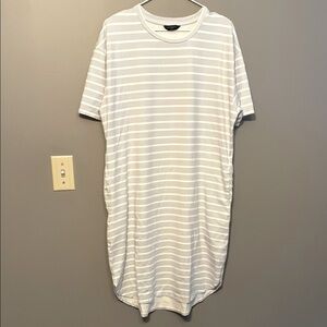 Denver Hayes White Striped Midi Dress